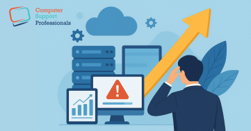 A business professional analyzing a technology roadmap on a digital screen representing IT services planning and strategy