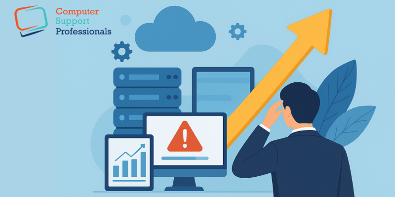 A business professional analyzing a technology roadmap on a digital screen representing IT services planning and strategy
