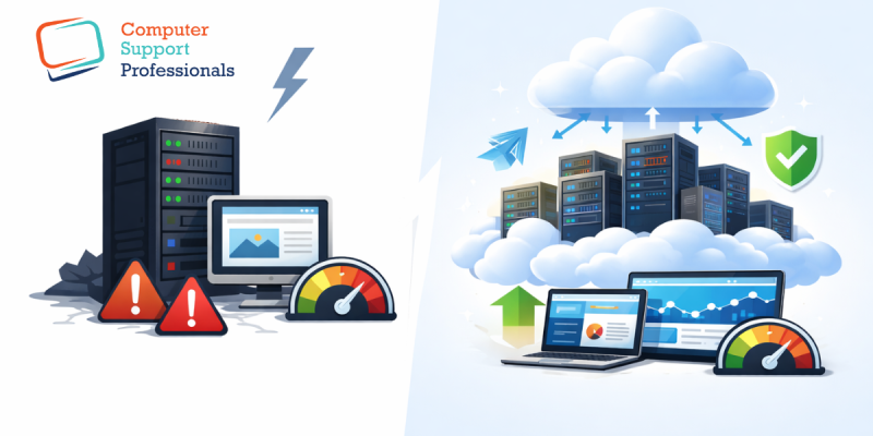 Difference between cloud and hosting explained with servers and website performance