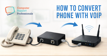 Old phone with VoIP adapter connected to router setup