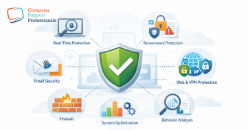 Antivirus Virus Protection shield with security icons