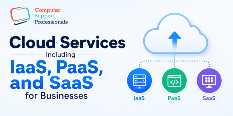 Cloud Services overview showing IaaS, PaaS, and SaaS models.